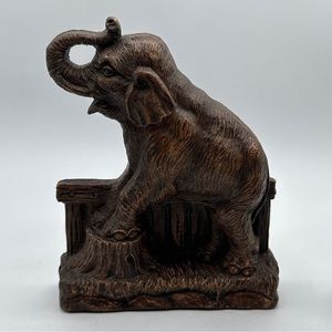 Vintage Syroco Wood Elephant Bookends USA Faux Wooden Elephants#467